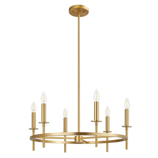 6-Light Chandelier in Natural Brass