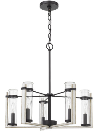 60Wx  5 Olivette Metal Chandelier With Glass Shade