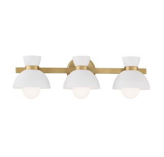 3-Light Bathroom Vanity Light in Natural Brass
