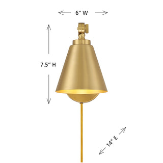 1-Light Wall Sconce in Natural Brass (Set of 2)