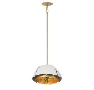 Brewster 3-Light Pendant in Cavalier Gold with Royal White