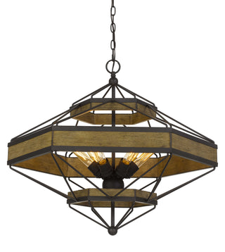 Alicante 60W X 6 Pine Wood/Metal Chandelier  (Edison Bulbs Not Included)