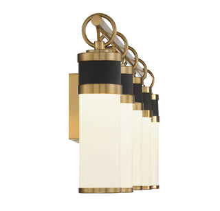 Abel 5-Light LED Bathroom Vanity Light in Matte Black with Warm Brass Accents