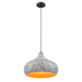Jade 1-Light Pendant in Black and White Shell