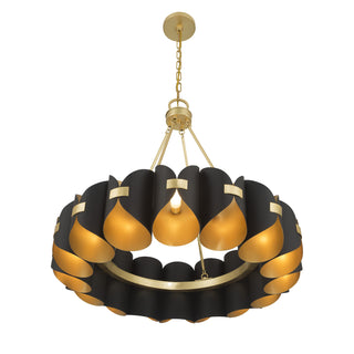Pelham 16-Light Chandelier in Black Cashmere and True Gold