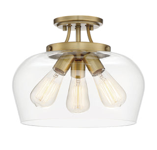 Octave 3-Light Ceiling Light in Warm Brass