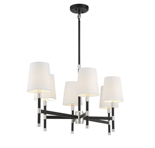 Brody 6-Light Linear Chandelier in Matte Black with Polished Nickel Accents