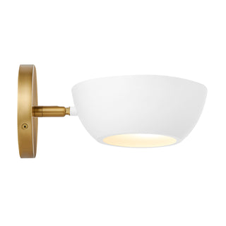 1-Light Wall Sconce in White and Natural Brass