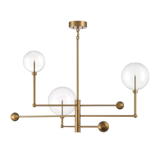 3-Light Chandelier in Natural Brass