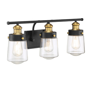Macauley 3-Light Bathroom Vanity Light in Vintage Black with Warm Brass