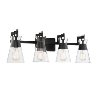Lakewood 4-Light Bathroom Vanity Light in Matte Black