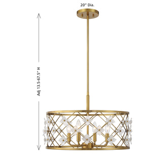 Bailey 4-Light Convertible Semi-Flush or Pendant in Warm Brass