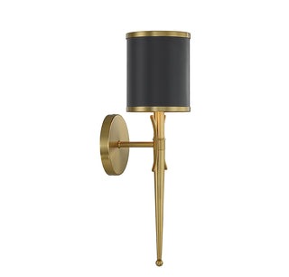 Quincy 1-Light Wall Sconce in Matte Black with Warm Brass Accents