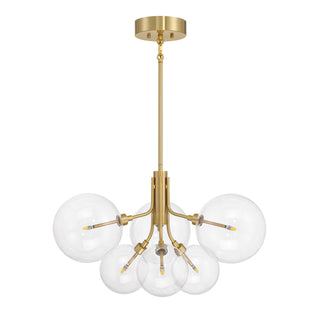 6-Light Chandelier in Natural Brass