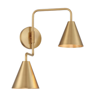2-Light Adjustable Wall Sconce in Natural Brass