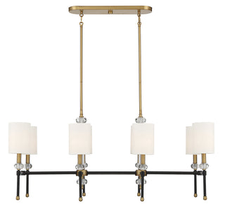 Tivoli 8-Light Linear Chandelier in Matte Black with Warm Brass Accents