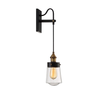 Macauley 1-Light Wall Sconce in Vintage Black with Warm Brass