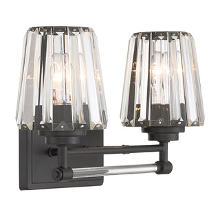 Garnet 2-Light Bathroom Vanity Light in Matte Black