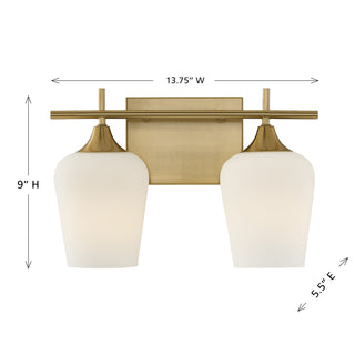 Octave 2-Light Bathroom Vanity Light in Warm Brass