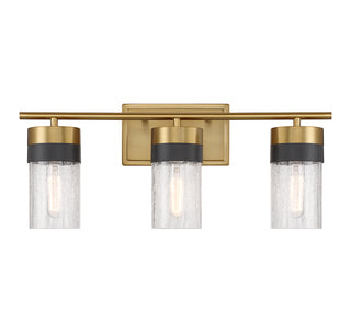 Brickell 3-Light Bathroom Vanity Light in Warm Brass and Black