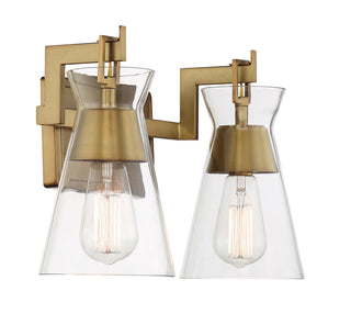 Lakewood 2-Light Bathroom Vanity Light in Warm Brass