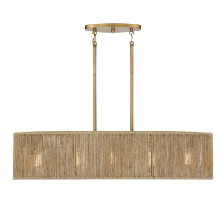 Ashe 5-Light Oval Chandelier in Warm Brass and Rope