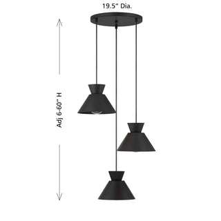 3-Light Multi-Point Chandelier in Matte Black