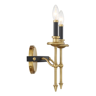 Consulate 2-Light Wall Sconce in Matte Black and Warm Brass