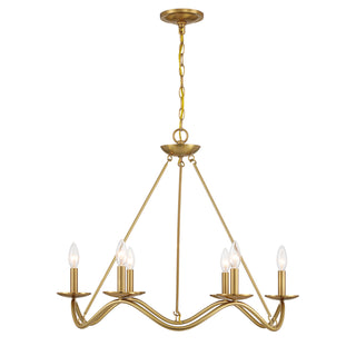 6-Light Chandelier in Natural Brass