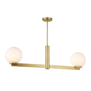 2-Light Linear Chandelier in Natural Brass