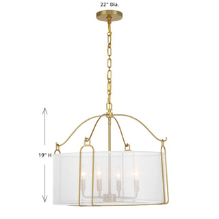 Ashlay 4-Light Pendant in Warm Brass