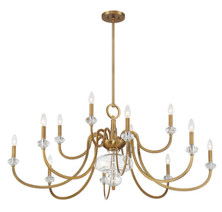 Bergdorf 12-Light Chandelier in Warm Brass