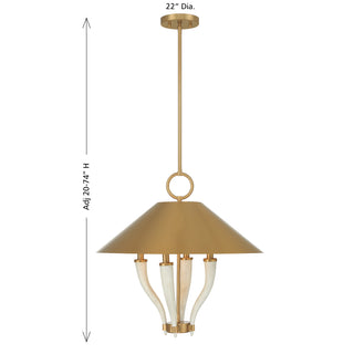 Hearne 4-Light Pendant in Warm Brass by Dann Foley