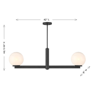 2-Light Linear Chandelier in Matte Black