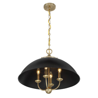 Monterey 4-Light Pendant in Matte Black and Warm Brass
