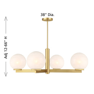 4-Light Chandelier in Natural Brass