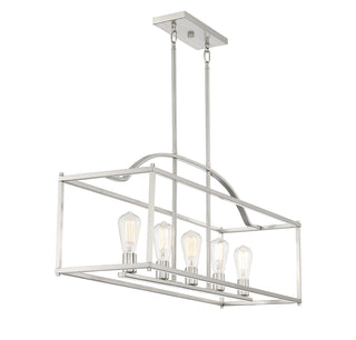Palladian 5-Light Linear Chandelier in Satin Nickel
