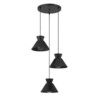 3-Light Multi-Point Chandelier in Matte Black