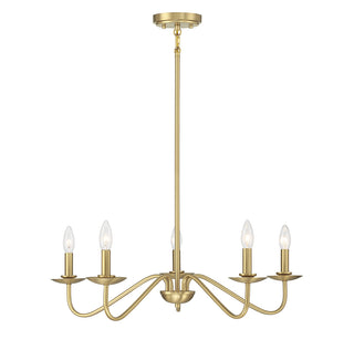 5-Light Chandelier in Natural Brass