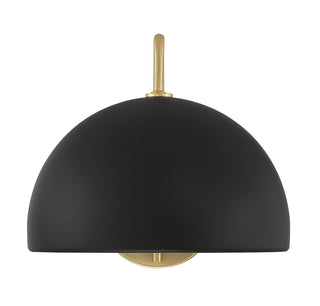 1-Light Wall Sconce in Matte Black with Natural Brass