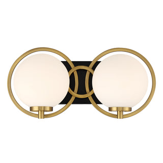 Alhambra 2-Light Bathroom Vanity Light in Matte Black with Warm Brass