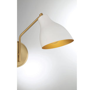 2-Light Wall Sconce in White with Natural Brass