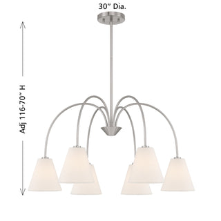 6-Light Chandelier in Brushed Nickel