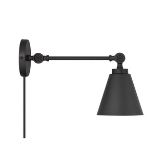 1-Light Wall Sconce in Matte Black (Set of 2)