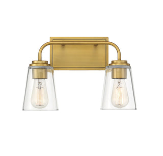 2-Light Bathroom Vanity Light in Natural Brass