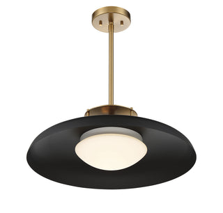 Gavin 1-Light Pendant in Matte Black with Warm Brass Accents