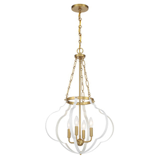 Mercer 4-Light Pendant in White and Warm Brass