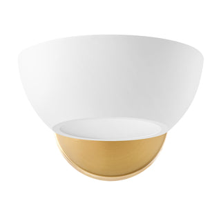1-Light Wall Sconce in White and Natural Brass