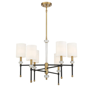 Tivoli 6-Light Chandelier in Matte Black with Warm Brass Accents