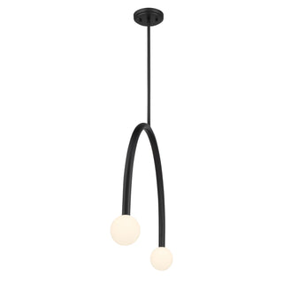 2-Light Chandelier in Matte Black